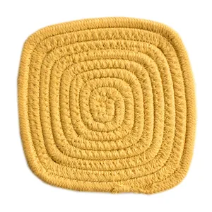 Sottobicchiere quadrato spesso in cotone intrecciato a mano giallo zenzero per isolamento termico