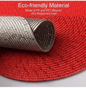 Macro view showing the dense woven texture of PP and PET round heat resistant table mats