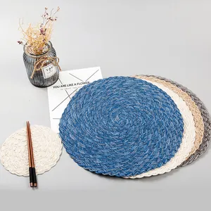 Detailed view of Nordic braided ramie cotton placemats showing textured spiral weave pattern