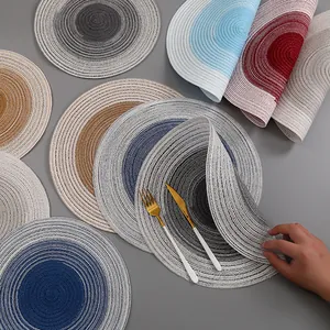 Nordic ramie gradient braided dining placemats with round heat insulation weave