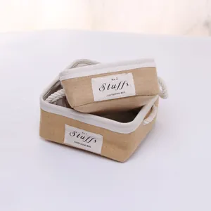 Minimalist jute storage baskets with rope handles and cotton lining, two-piece set