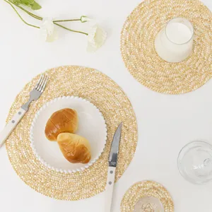 Japanese Round Woven Wheat Straw Placemat Heat Resistant Braided Natural Table Mat For Dining Room Kitchen Coaster Bowl Pot Pad