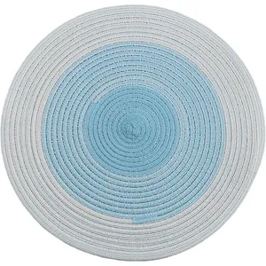Nordic ramie woven placemat with blue and grey spiral gradient for dining table