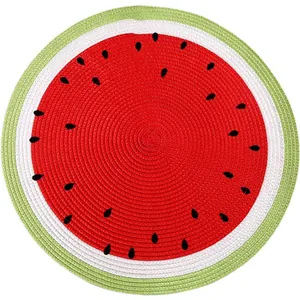 Gewebtes rundes Wassermelonen-Tischset mit lebhaftem Fruchtdesign für Wärmeschutz am Esstisch