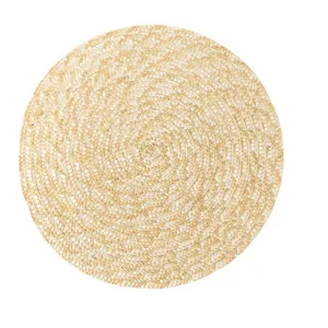 Japanese-style round straw woven placemat with natural handmade heat-resistant texture