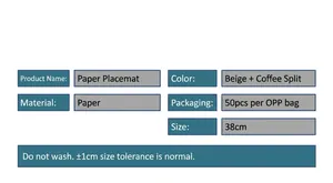 Gedetailleerde specificaties van de 38cm ronde papieren placemat in beige en koffie