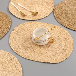 Handwoven natural seagrass placemat set round and oval heat resistant table mats