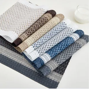 Modern Minimalist Woven Placemats Heat Resistant Washable Non Slip Polyester Table Mats For Kitchen Dining Room Home Decor