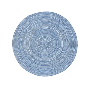 Japanese style light blue round woven placemat with spiral texture for dining table decor