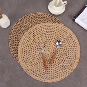 Nordic Minimalist Round Jute Placemat Heat Resistant Non-Slip Woven Table Mat For Kitchen Dining Room Home Decor