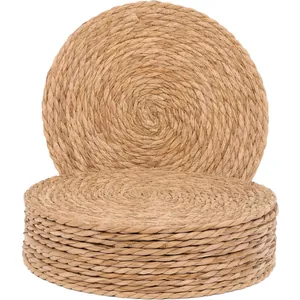 Natural woven round placemats set made of high-quality seagrass for heat insulation
