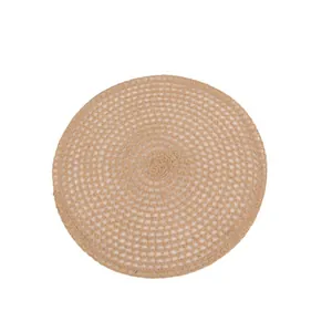 Nordic minimalist round jute placemat with heat-resistant woven texture for dining table