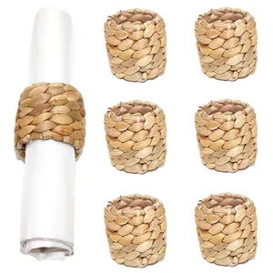 Servilleteros Tejidos a Mano de Paja de Hierba Natural Soportes para Servilletas para Decoraciones de Mesa de Cocina Hogar Boda Banquete Fiesta