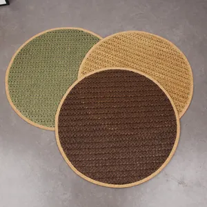 Round Woven Paper Placemat With Cork Border Heat Resistant Non-Slip Dining Table Mat For Kitchen Home Restaurant Decor