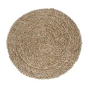 Set de table rond en jonc de mer artisanal avec tressage épais en fibres naturelles
