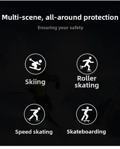Icons showing ski protective gear usage for skiing, skating, and outdoor sports safety