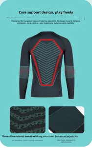 Detail of 3D sweat-wicking structure and core support design on thermal ski underwear
