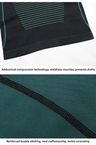 Detail of compression fabric with reinforced double stitching for kids thermal ski wear