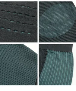 Close-up of winter thermal sports base layer fabric with breathable honeycomb knit texture