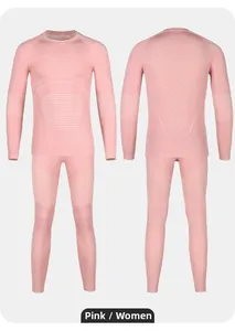 Pink thermal ski underwear for girls with breathable mesh and ergonomic knitting patterns