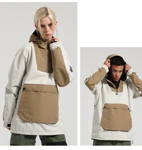 Details zur Color-Block-Skijacke mit Kapuze, großer Tasche und Ärmel-Badge