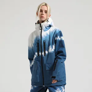 Women's Men's Hooded Ski Jacket Waterproof Windproof Breathable Thick Outdoor Snow Sport Coat Top Snowboard Suit