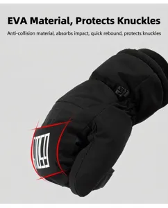 Detail of waterproof ski gloves with thick EVA padding for impact protection and cushioning