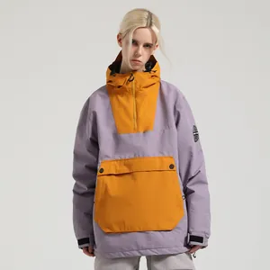 Wasserdichte Anorak-Skijacke mit Kapuze in Lavendel und Orange für Herren und Damen