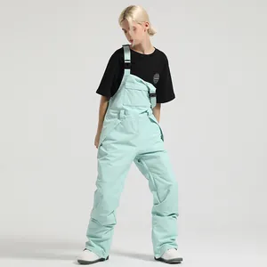 Women's mint green waterproof ski bib overalls with windproof durable fabric for outdoors
