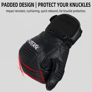 Winter waterproof ski gloves with thick padding and anti-collision knuckle protection