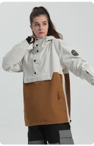 Outdoor color-block hooded ski jacket featuring utility pockets and durable windproof fabric