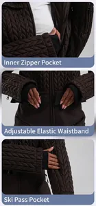 Détails de la poche intérieure zippée, ceinture ajustable et poche forfait de ski