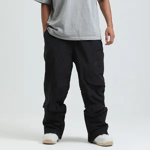 Waterproof black cargo ski pants for men and women featuring windproof thermal fabric
