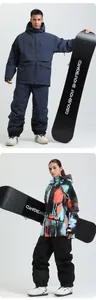 Close-up of waterproof ski jackets and pants for men and women in various outdoor styles