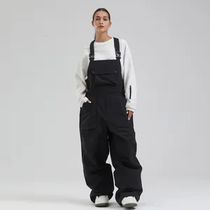 Wasserdichte Unisex-Latzhose mit Cargotaschen und loser Passform für den Winter-Outdoor-Sport