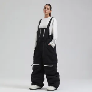 Damen Skilatzhose in Schwarz und Weiß mit verstellbarer Taille und Multi-Pocket-Design