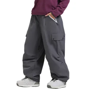 Unisex Loose Cargo Ski Pants Waterproof Windproof Outdoor Sports Snowboarding Pants With Multi Pockets For Men Women Bottom