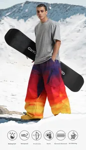 Waterproof windproof gradient ski pants with 3D tailoring and functional zip pockets