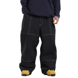 Men Women Waterproof Ski Pants Winter Windproof Loose Snowboard Trousers Contrast Stitching Cargo Outdoor Sportswear
