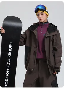 Detail view of premium insulated ski jacket with thermal fleece and goggles