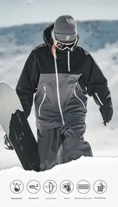Détails techniques de la tenue de ski imperméable avec des icônes de performance pro