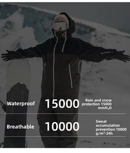 Combinaison de ski imperméable 15000mm et respirante 10000g pour ski professionnel