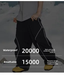 Waterproof ski pants with 20000mm rating and reflective stripes for outdoor winter sports