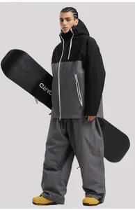 Détails de la fermeture éclair imperméable et du tissu de la veste de ski pro