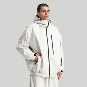 Unisex Nylon Polyester Hooded Ski Jacket Waterproof Windproof Snowboard Coat Breathable Multi Pocket Outdoor Sports Men Women