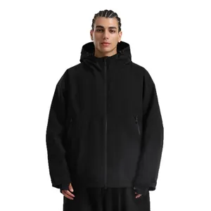 Herren Ski-Kapuzenjacke in Schwarz, winddichtes und wasserdichtes Design für Wintersport