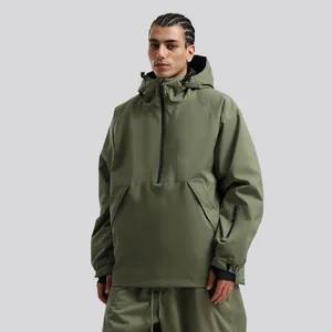 Conjunto de chaqueta anorak de esquí impermeable verde militar y pantalones