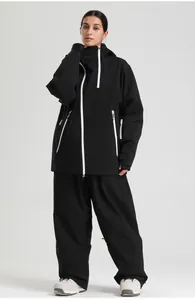 Ensemble de ski professionnel noir pour femme avec fermetures éclair étanches blanches