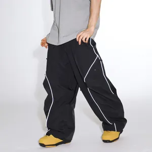 Waterproof Windproof Snowboarding Pants Men Women Loose Cargo Ski Pants With Reflective Strips Outdoor Winter Sports Trousers