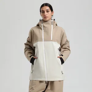 Veste de ski professionnelle bicolore pour femme avec tissu coupe-vent et col respirant